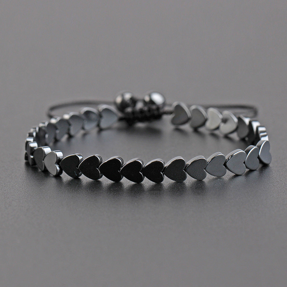 Casual Geometric Heart Haematite Unisex Adjustable Magnet Bracelet