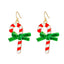 Fashion Christmas Tree Candy Cane Bell Drop Earrings for Women