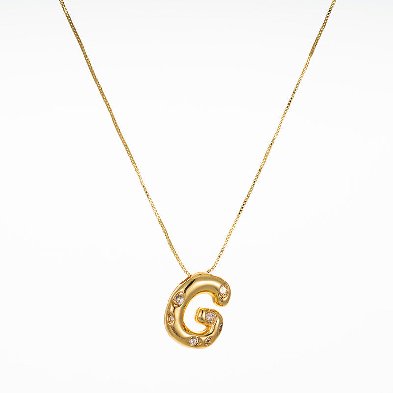 Elegant Gold Plated Zircon Letter Pendant Necklace - Minimalist Design