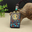 Ethnic Square Alloy Wood Pendant Necklace with Nepalese Thangka Design