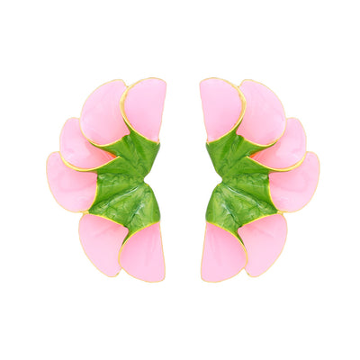 IG Style Sweet Flower Enamel Zinc Alloy Petal Earrings