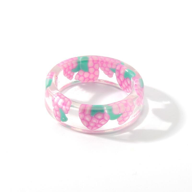 Simple Style Colorful Acrylic Fruit Resin Women's Ring