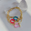 U Shape Colorful Copper Plated Chain Bracelet with Horseshoe Buckle, Women's Hip-Hop Style Jewelry