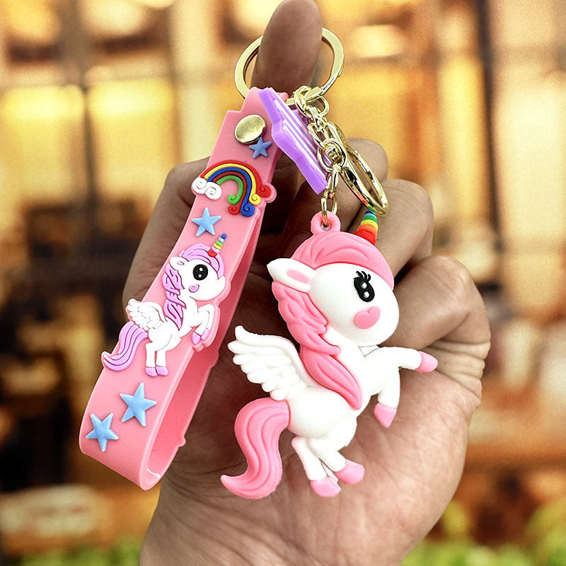 Cartoon Unicorn Rainbow PVC Keychain Pendant for Bags and Cars