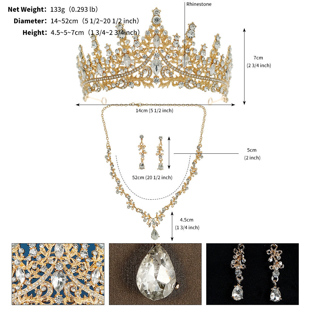 Retro Zircon Inlay Crown Set for Brides and Special Occasions