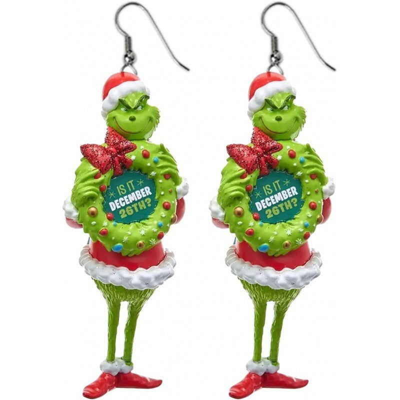 Cartoon Character Grinch Christmas Acrylic Drop Earrings