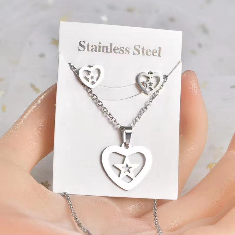 Simple Star and Butterfly Stainless Steel Jewelry Set for Women and Men