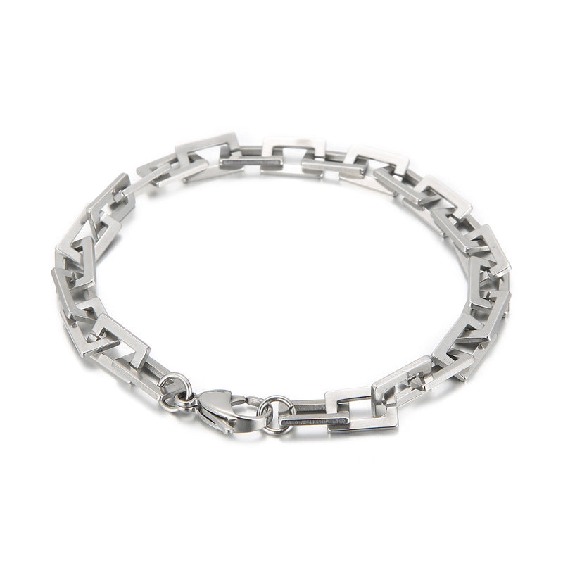 Rock Streetwear Geometric Titanium Steel Bracelets Necklace