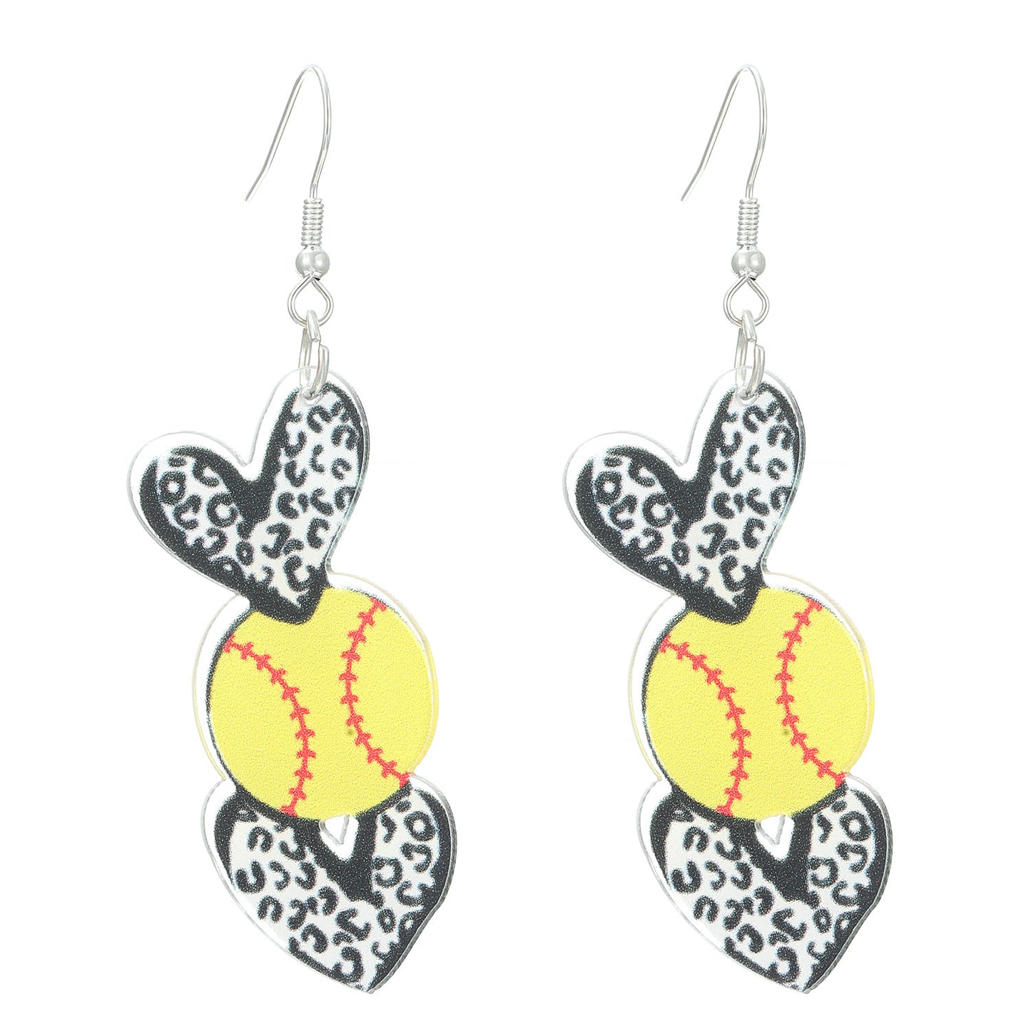 1 Pair Classic Sports Series Heart Shape Acrylic Drop Earrings