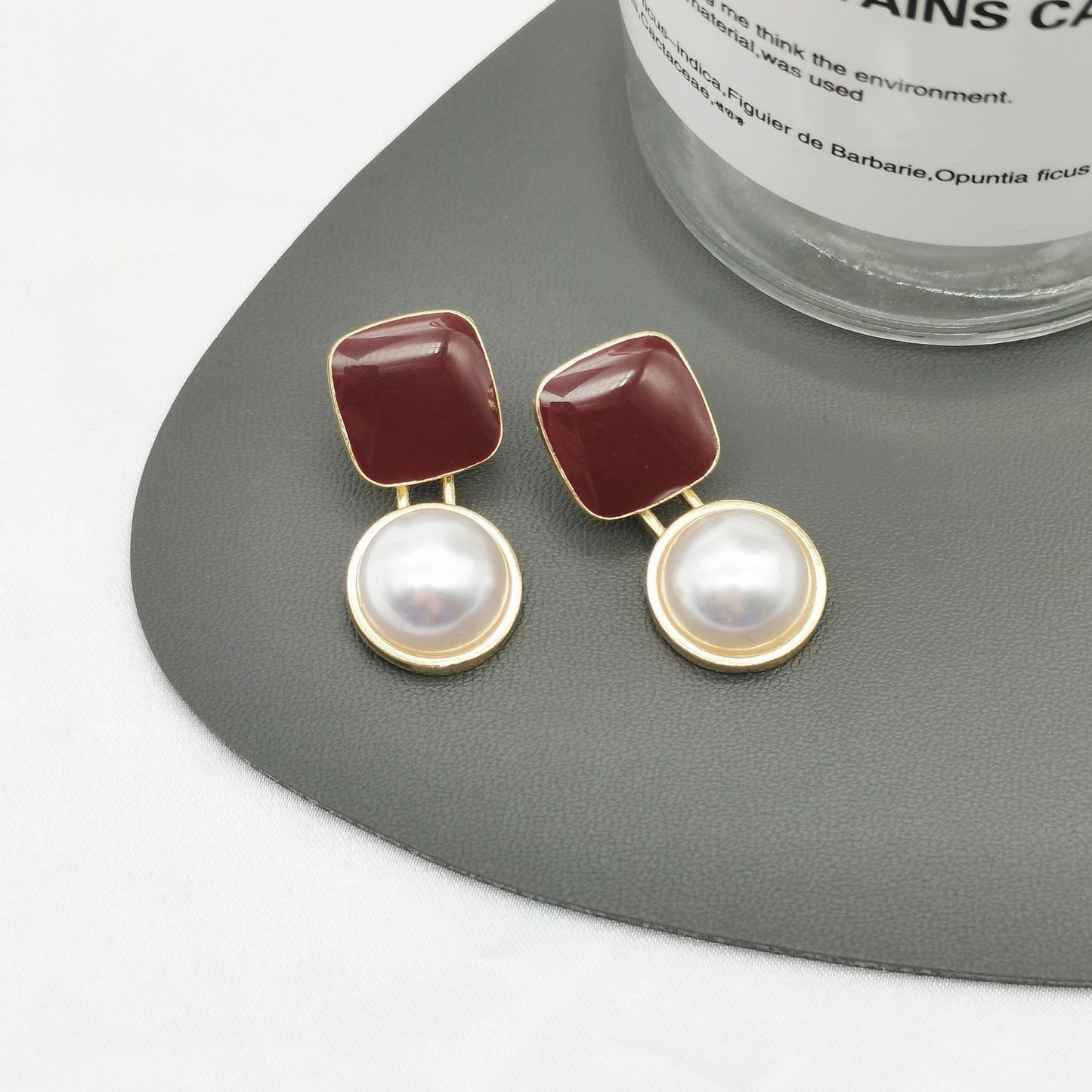 Klein Blue C Shape Alloy Stud Earrings - Niche Simple Design Korean Style for Women