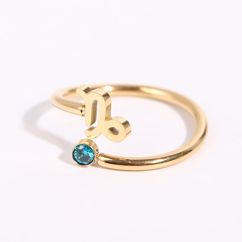 Simple Constellation Symbol Gold Plated Zircon Open Ring Set