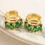 1 Pair Elegant Geometric Oval Emerald Zircon Ear Cuffs in 14k Gold and White Gold Plating