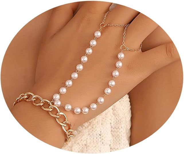 Minimalist Pearl & Bead Copper Bracelet with Zircon Love Chain