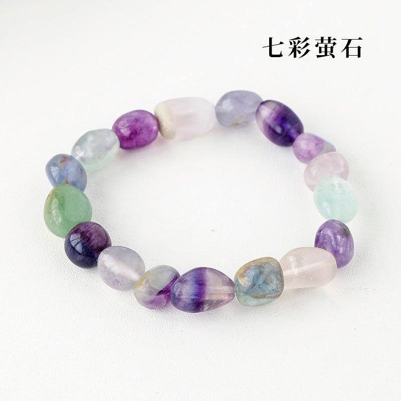 Simple Round Natural Stone Crystal Beaded Bracelet for Women