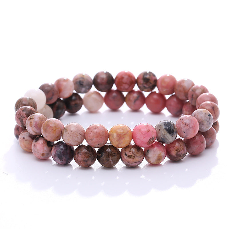 Simple Geometric Natural Stone Bracelet with Amethyst and Rainbow Gem Beads