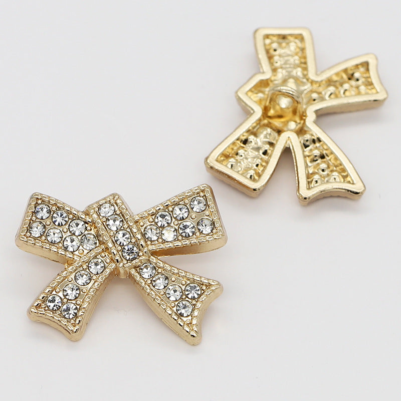 Factory Wholesale Metal Bow Diamond Button for Shirts and Cardigans