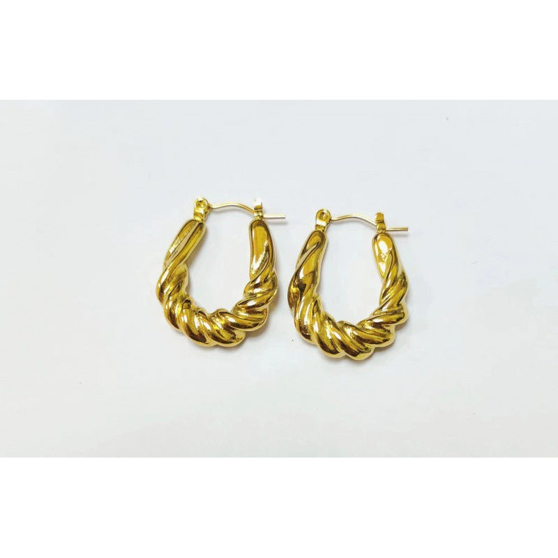 INS Style U Shape Geometric 18K Gold Plated Stainless Steel Earrings