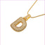 Vintage 18k Gold Plated Zircon Initial Pendant Necklace