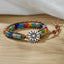 Ethnic Color Block Agate Stone Handmade Leather Bracelet