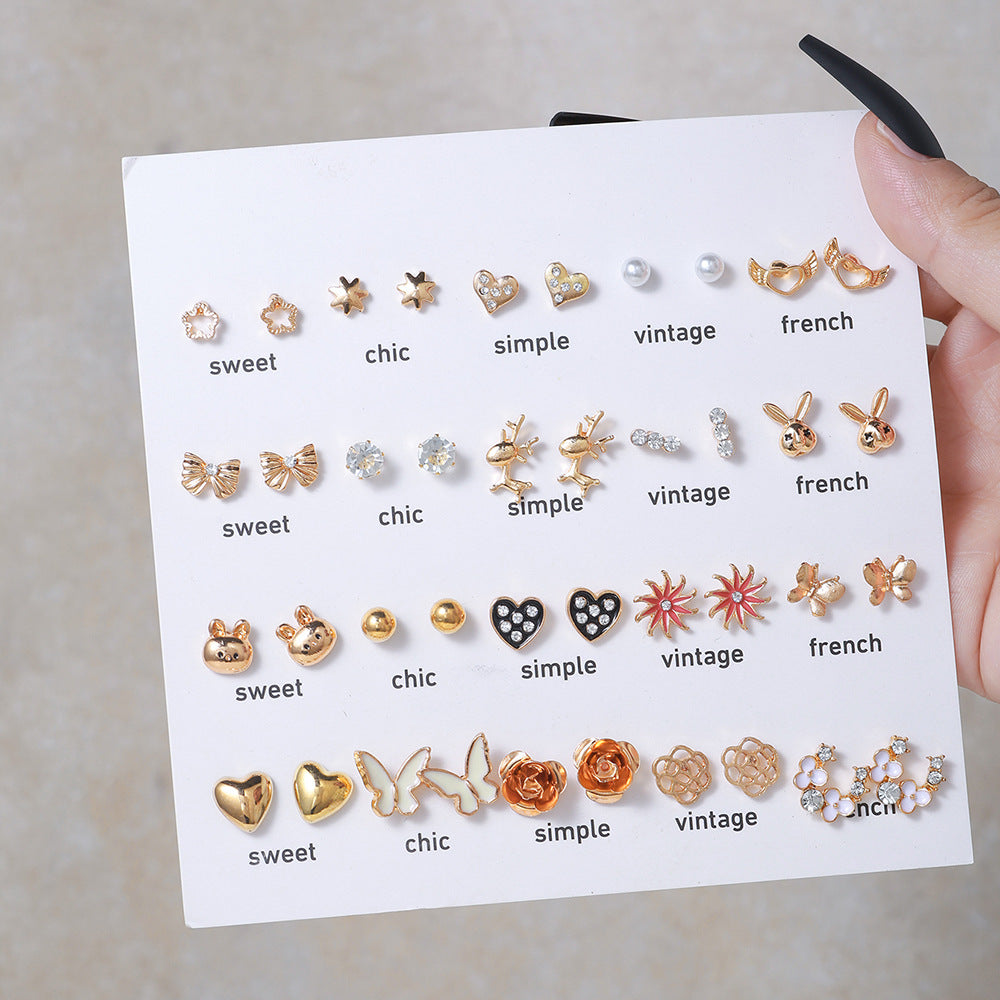 1 Set Cute Colorful Flower Resin Ear Studs - 20 Pairs Earrings Set