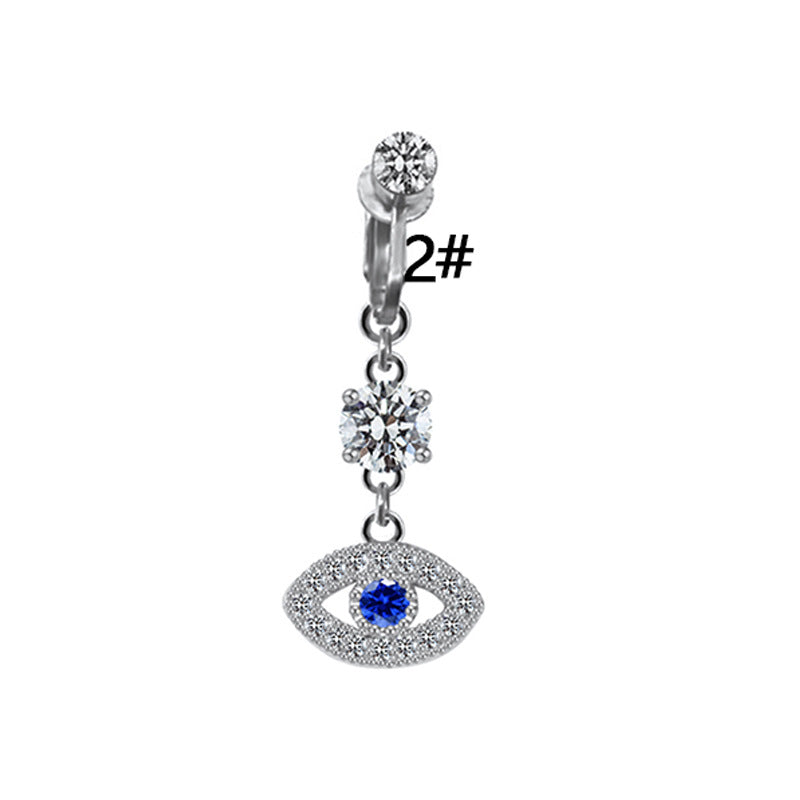 Heart & Eye Zircon Inlay Stainless Steel Belly Ring Set with Butterfly and Pearl Accents