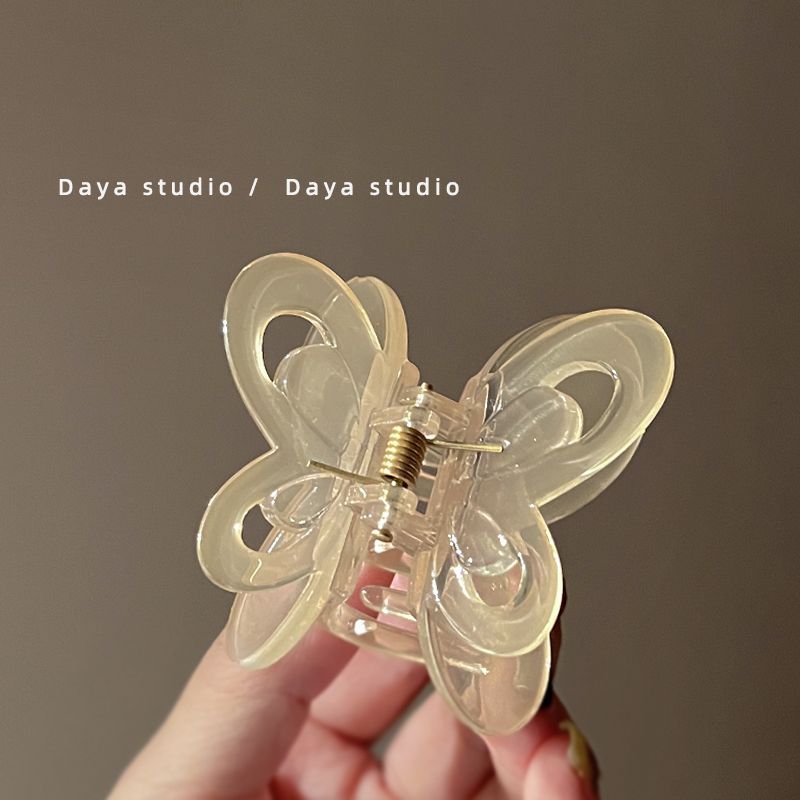 Women's Romantic Butterfly Acrylic Hair Claw Clip - Jelly Acetate Bow Design