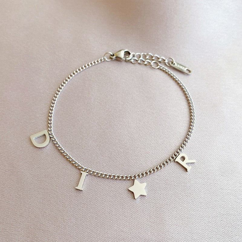 Simple Style Letter Star Titanium Steel Bracelet 18k Gold Plated Trendy Design