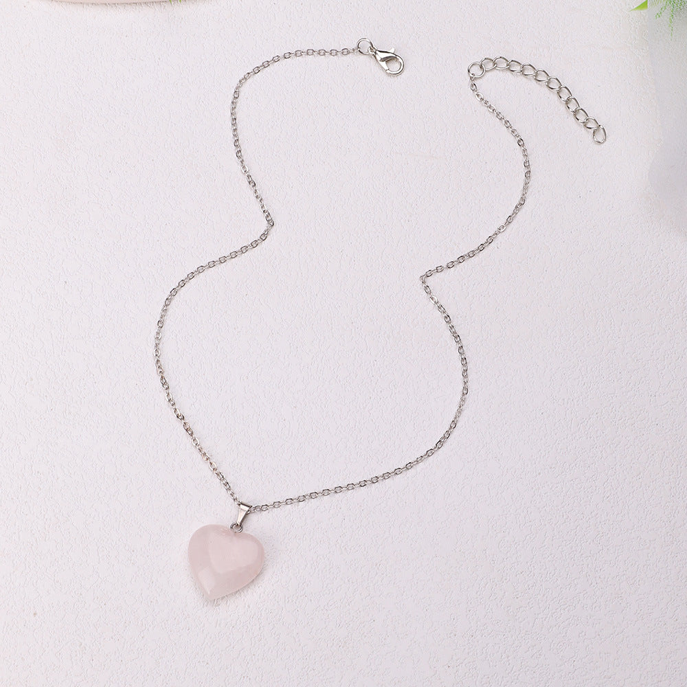 Simple Resin Stone Heart Pendent Necklace