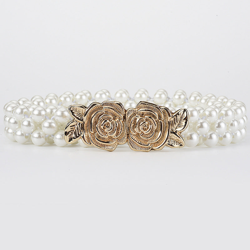 Elegant Vintage White Pearl Women's Chain Belt