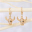 Round Hollow Zircon Alloy Unicorn and Bull Hoop Earrings