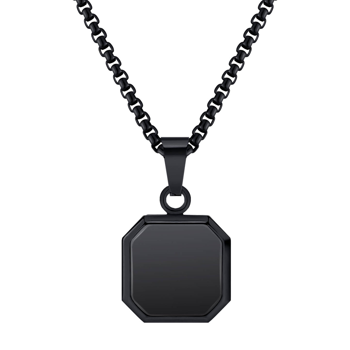 Retro Black Geometric Titanium Steel Pendant Necklace for Men