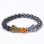 Classic Round Natural Stone Beaded Bracelet with Dragon Head and Matte Tiger Eye Beads