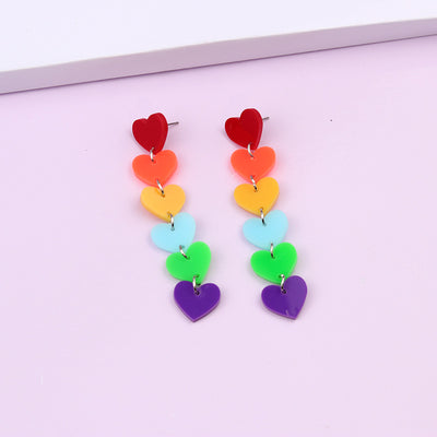 Sweet Geometric Heart Shape Acrylic Drop Earrings