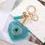 Vintage Style Heart Eye PU Leather Keychain with Rhinestone Tassel Pendant