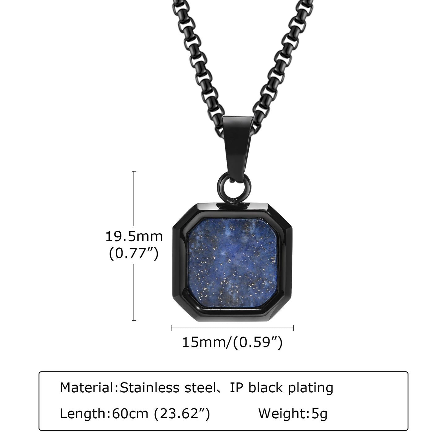 Retro Black Geometric Titanium Steel Pendant Necklace for Men