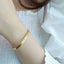 Elegant 18K Gold Plated Stainless Steel Bangle and Titanium Steel Diamond Bracelet Set