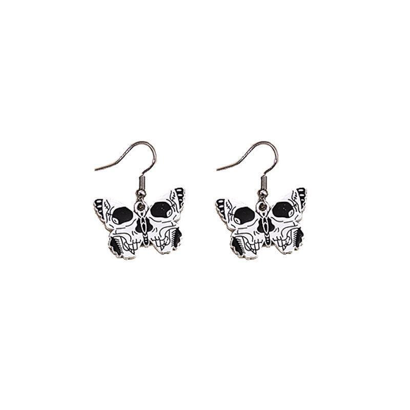 Gothic Butterfly Skull & Halloween Pumpkin Ghost Drop Earrings