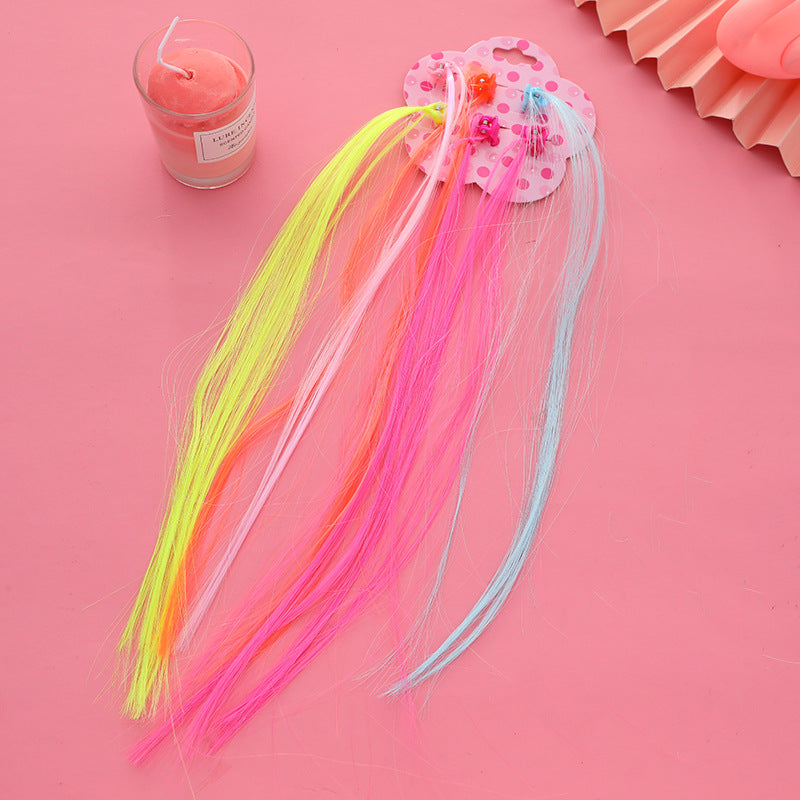 Children's Braided Colorful Hair Clip Wig Headdress for Stage Performance