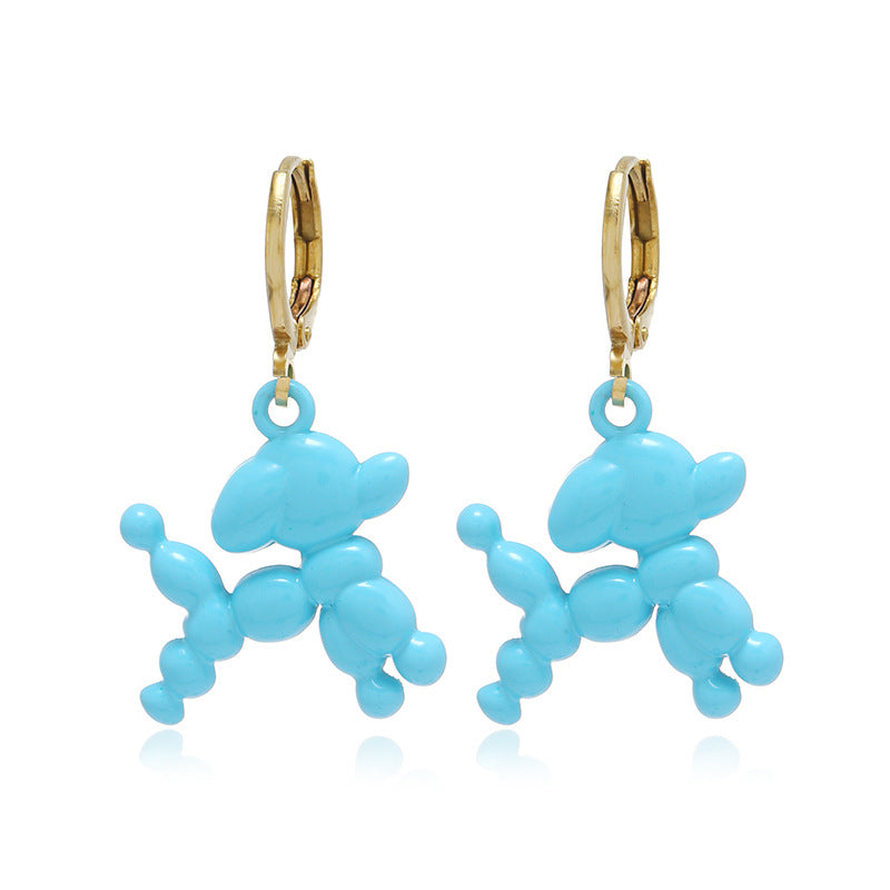 Fashion Cartoon Cute Dog Pendant Earrings Stainless Steel Candy Color Animal Design 2022