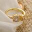 Fashion Geometric Zircon Open Ring - Vintage Gold Plated Copper Design