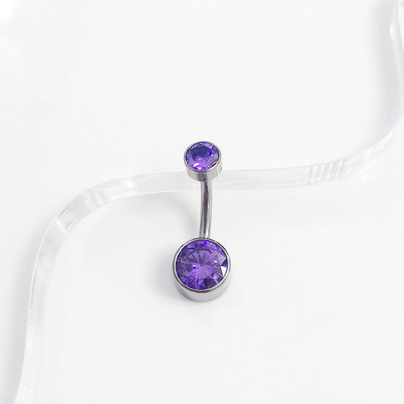 Elegant Zircon Inlay Pure Titanium Belly Ring