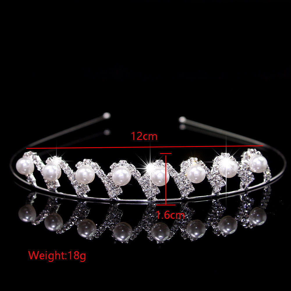 Women's Elegant Bridal Rhinestone & Pearl Crown Headband