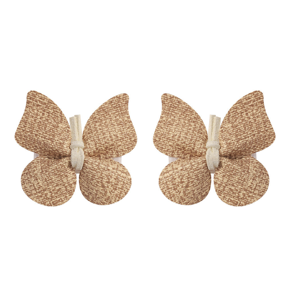 Retro Butterfly PU Leather Hair Clip - Handmade Luxury Hairpin and Baby Headwear