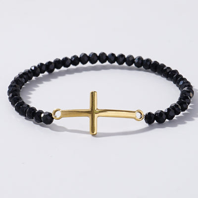 Bohemian Gold Cross Crystal Beaded Bracelets for Unisex