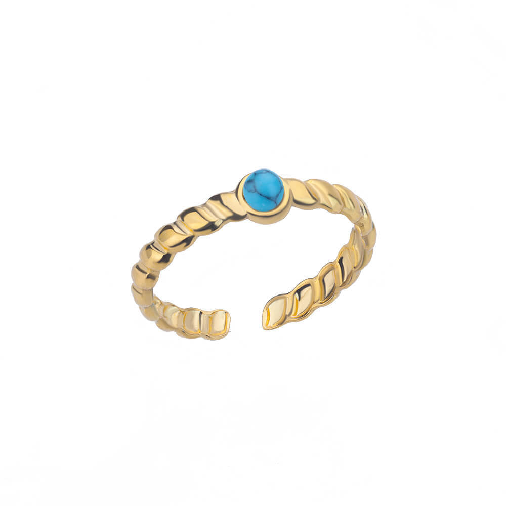 Simple Geometric Stainless Steel Turquoise Open Ring