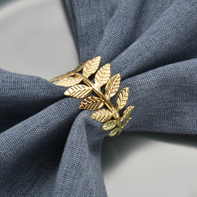 Retro Leaf Design Gold Metal Napkin Ring