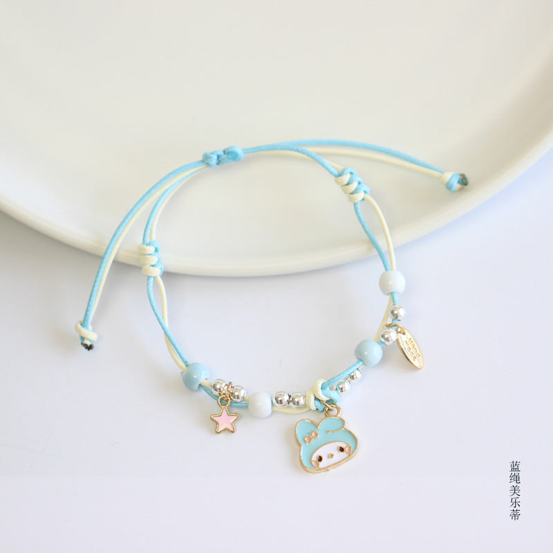 Fashion Animal Alloy Beaded Enamel Rabbit Bracelet for Women and Couples