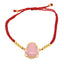 Fashion Buddha Gold Plated Zircon Beaded Copper Bracelet with Red String Design