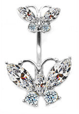 Glam Retro Butterfly Stainless Steel Alloy Plating Inlay Zircon White Gold Plated Gold Plated Silver Plated Belly Ring