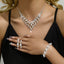 Geometric Rhinestone Bridal Jewelry Set - Necklace, Earrings, and Bracelet